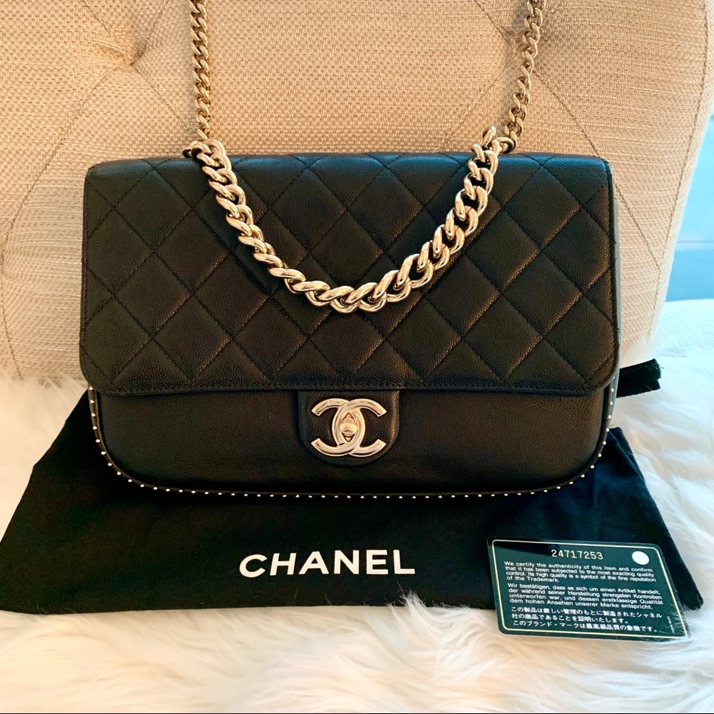 ISO Chanel Caviar Quilted Large Studded Flap Bag - Picture 1 of 16
